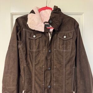 North Face women's brown suede parka size medium
